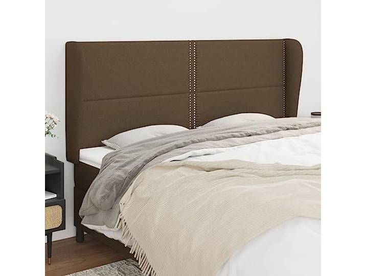 KTHLBRH Kopfteil aus Stoff, dunkelbraun, 183 x 23 x 118/128 cm, mit Beinen aus massivem Lärchenholz, klassisches Design, höhenverstellbar, zur Unterstützung der Rückenlehne, Material