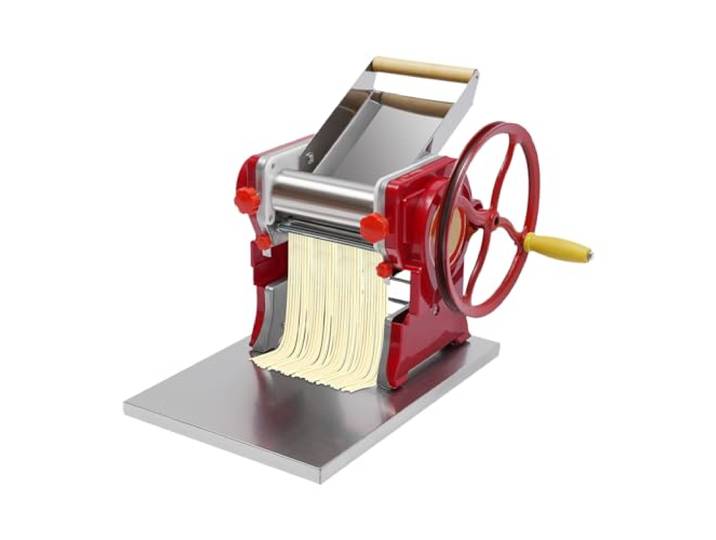 Manuelle Nudelmaschine Edelstahl, Verstellbare Dicke 0.5-5mm & Austauschbare Schneidköpfe, Kompatibel mit Motor, Für Hausgemachte Pasta, Teigwaren & Dumplings, Kompakt 38x28cm