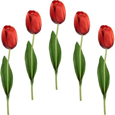 Kunstblume I.GE.A. "Real Touch Tulpen", rot, B:4cm H:67cm L:4cm, Kunstpflanzen, 5er Set künstliche Tulpenknospen, Kunstblumen, Stielblume