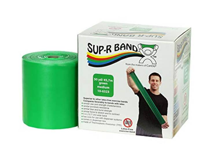 CanDo Trainingsband LATEXFREI / Widerstandsband / Gymnastikband - Länge 45 m - grün (medium)