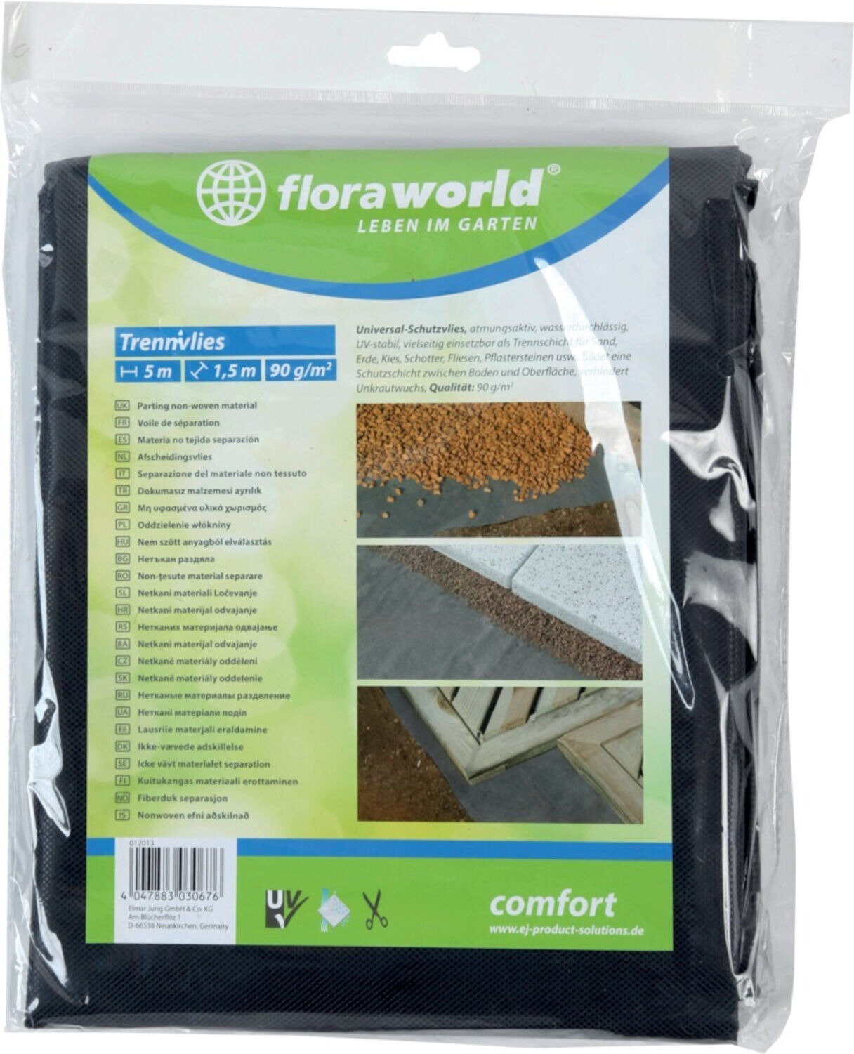 floraworld Unkrautvlies 1x5m 90g/qm dunkelgrau (012013)