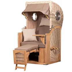 Mr. Deko Strandkorb Komplettset - bene living - Ammersee Single Teak - PE shell - Modell 534 - inkl. Liftersystem