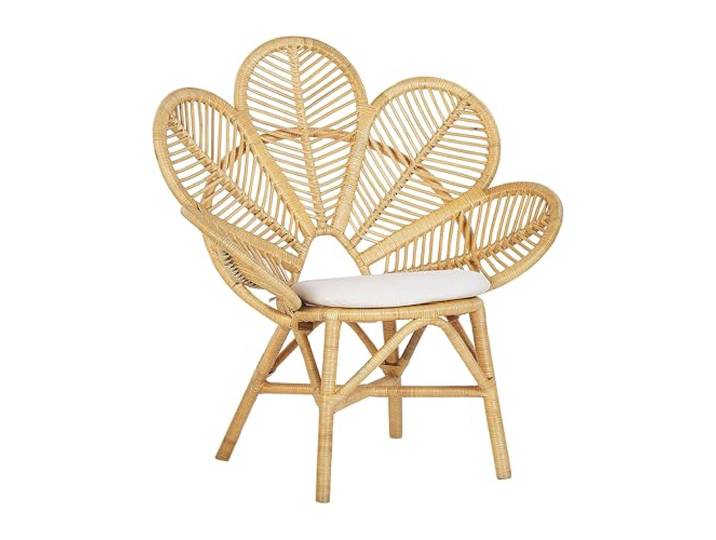 Beliani Rattanstuhl Heller Holzfarbton Balkon Terrasse Florentine