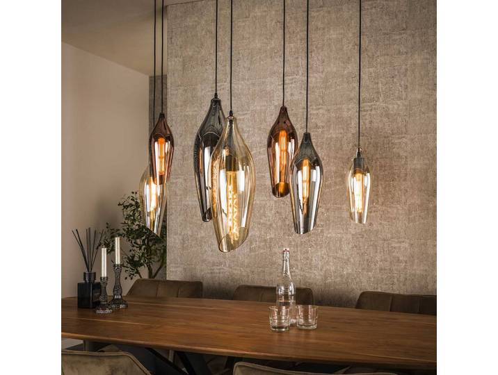 ZIJLSTRA Glas Hängelampe Mixture 4+3, dimmbar, Multicolour, für Wohn- / Esszimmer, Glas, Pendelleuchte