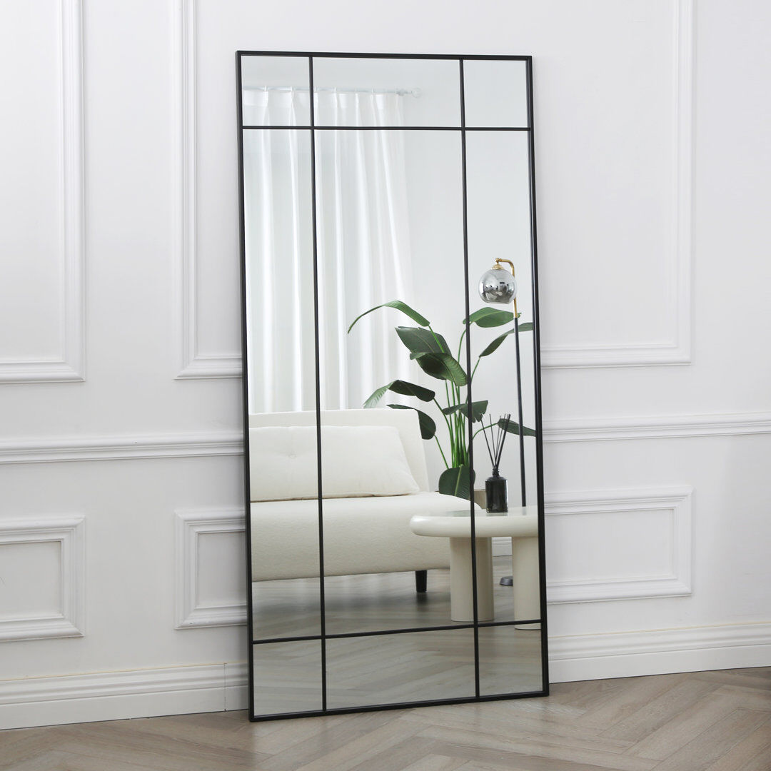 17 Stories Naquasia Rectangle Freestanding Full Length Mirror Black 170cm H X 80cm W X 3cm D