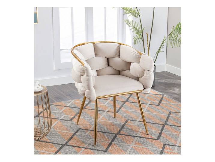 Luckice Polsterstuhl Moderner Schminktischstuhl mit luxuriösem Metallgestell (vielseitiger Akzentstuhl für Schlafzimmer), Wohnzimmer & Esszimmer