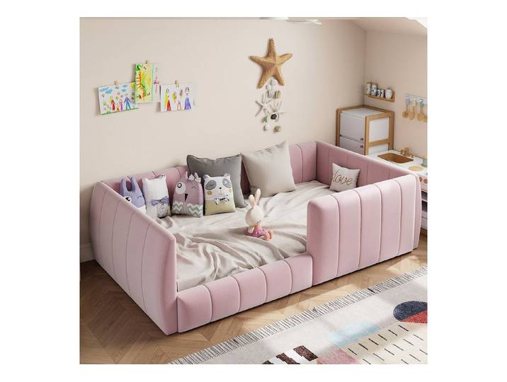 MODFU Polsterbett Plattformbett (mit Sicherheitsgeländer, 1-tlg., 217x 102 x 54)