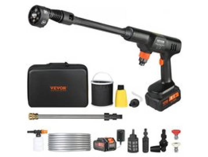 VEVOR Akku Hochdruckreiniger Bürstenlos Wasser Druckreiniger Spritzpistole Druckreinigerpistole (21 V, 50 bar, zur mobilen Reinigung und Bewässerung, 3,5L/min, inkl. Zubehör, 0°~40°-Düse)