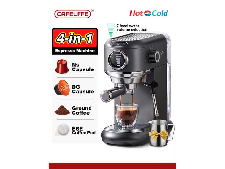 Cafelffe 4-en-1 cafetière chaude/froide Dolce gusto nespresso machine ESE dosette moulu Cappuccino expresso Machine à café cafetera