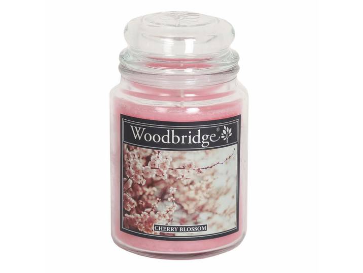 Duftkerze Transparent im Glas Cherry Blossom 565 g, Rosa, Naturmaterialien, Glas, Textil, 17 cm, Dekoration, Kerzen & Kerzenhalter, Kerze im Glas
