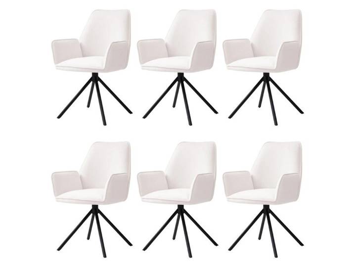 6x chaise de salle à manger HWC-G67 avec accoudoirs pivotante Auto-Position - velours crème-beige