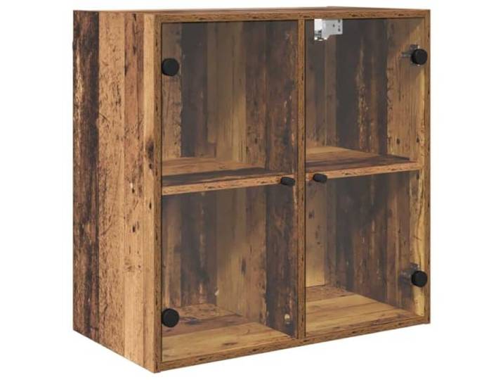 RJPLMFV Wandschrank, 68 x 37 x 68,5 cm, Verbundholz, Glastür Geräumige Regale, einfache Wandmontage, antikes Holz-Finish, minimalistischer Stil, Trockenreinigung
