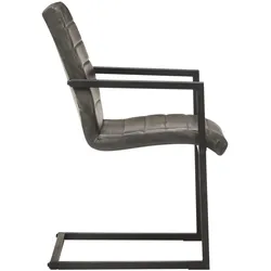 Freischwinger-Esszimmerstühle, 4er-Set, Modell Corvelor aus grauem Echtleder