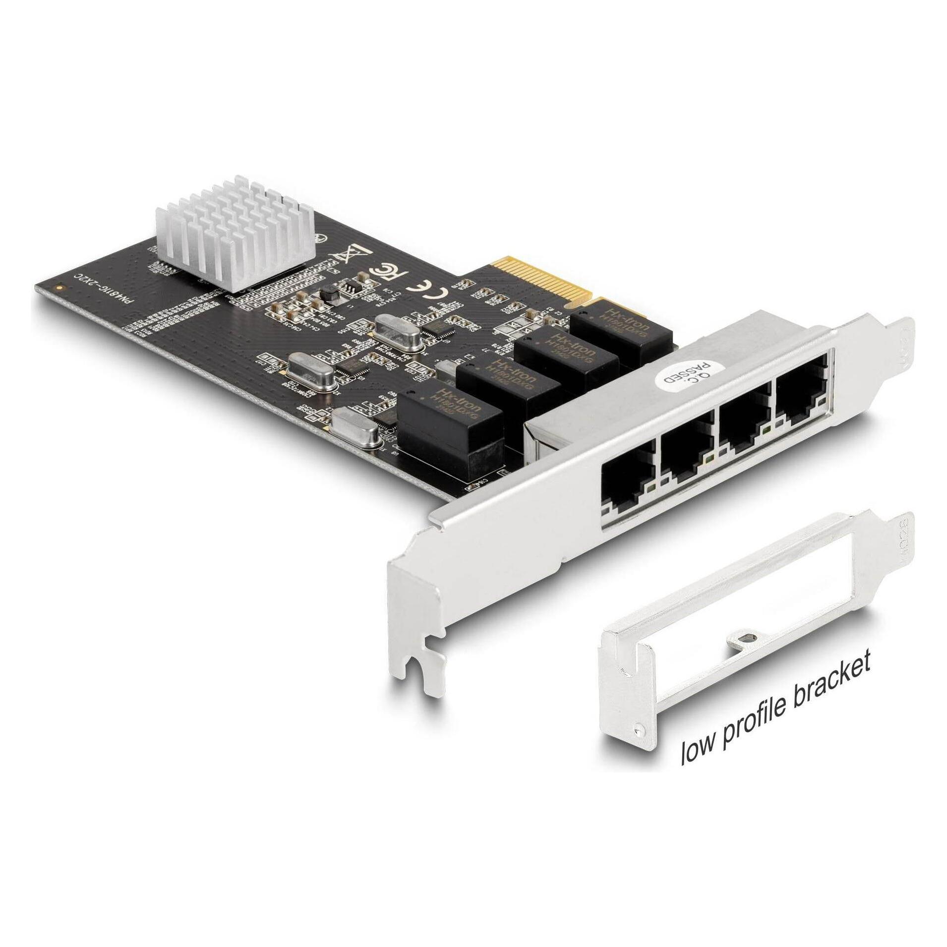 Delock Netzwerkkarte 4x RJ45 1Gbps, PCI-Express x4 (Mini PCI Express) (88618)