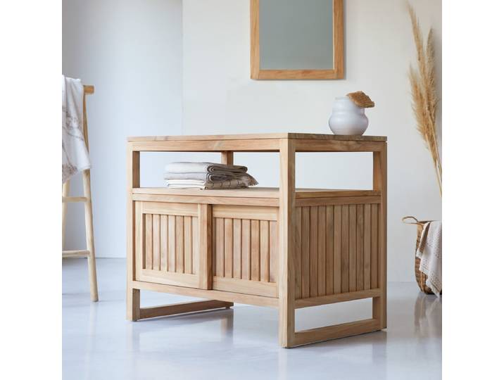 Aufbewahrungsmöbel aus massivem Teakholz, 90 cm - Natur - Teak