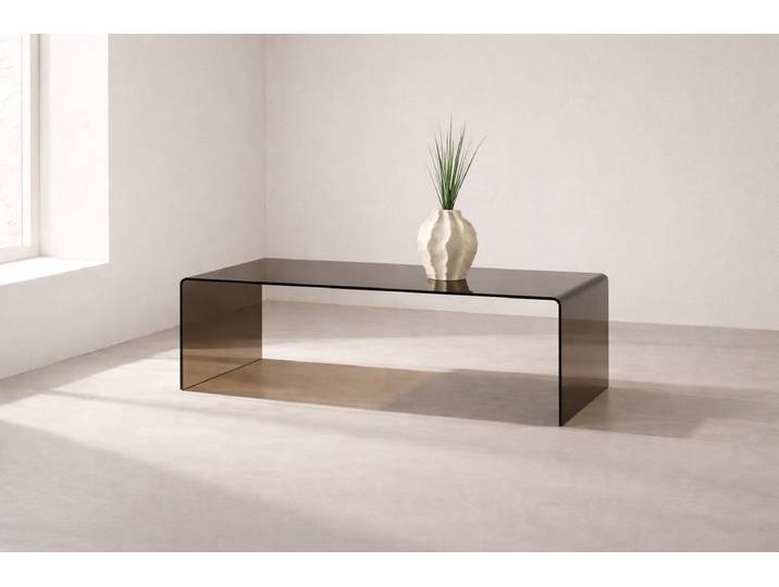 Beistelltisch Jorena - aus gebogenem, braunen Glas - Braun - Luxusbetten24