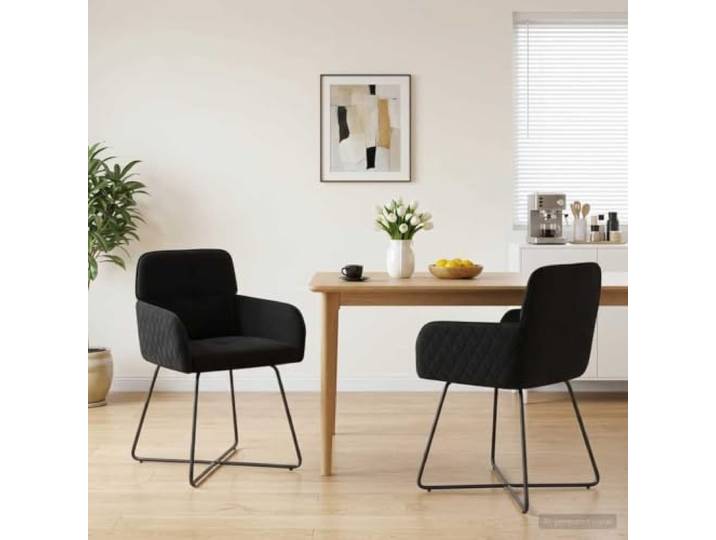 Esszimmerstühle 2 Stk. Samt Schwarz 59 x 56,5 x 86 cm mit Metallrahmen Modernes Design, robuste Konstruktion, bequeme Sitzhaltung, leichte Reinigung, praktische Montage