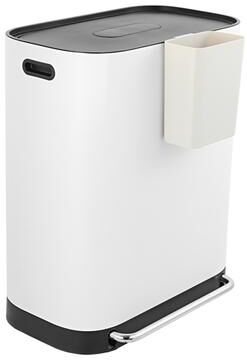 happimess Beni Kitchen Trash/Recycling 16-Gallon Double-Bucket Step-Open Trash Can, Chrome