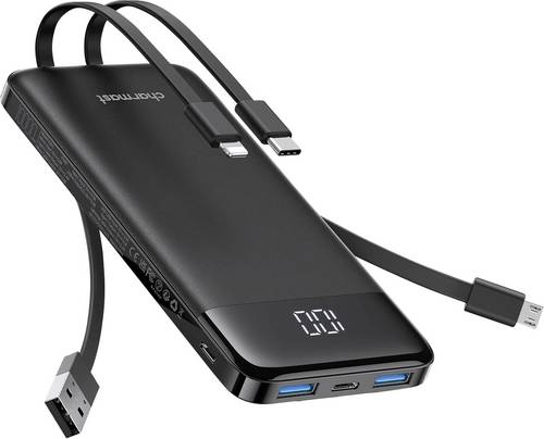 Charmast Powerbank W1148 10000mah black, Ultraslim Powerbank Universal Kompatibel Powerbank mit 10.000mah Kapazität Ein