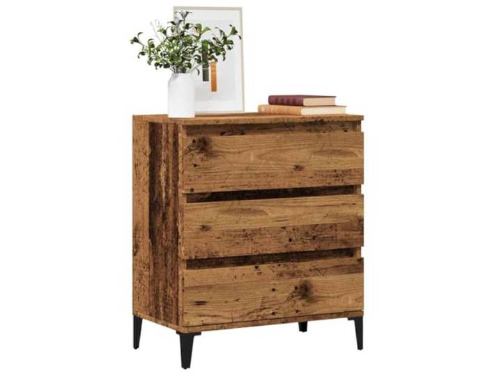 HFXHIJXQ Sideboard 60x35x70 Altholz Massiv Holzwerkstoff Kommode mit 3 Schubladen Stauraummöbel Modernes Design für Wohnzimmer Flur Schlafzimmer