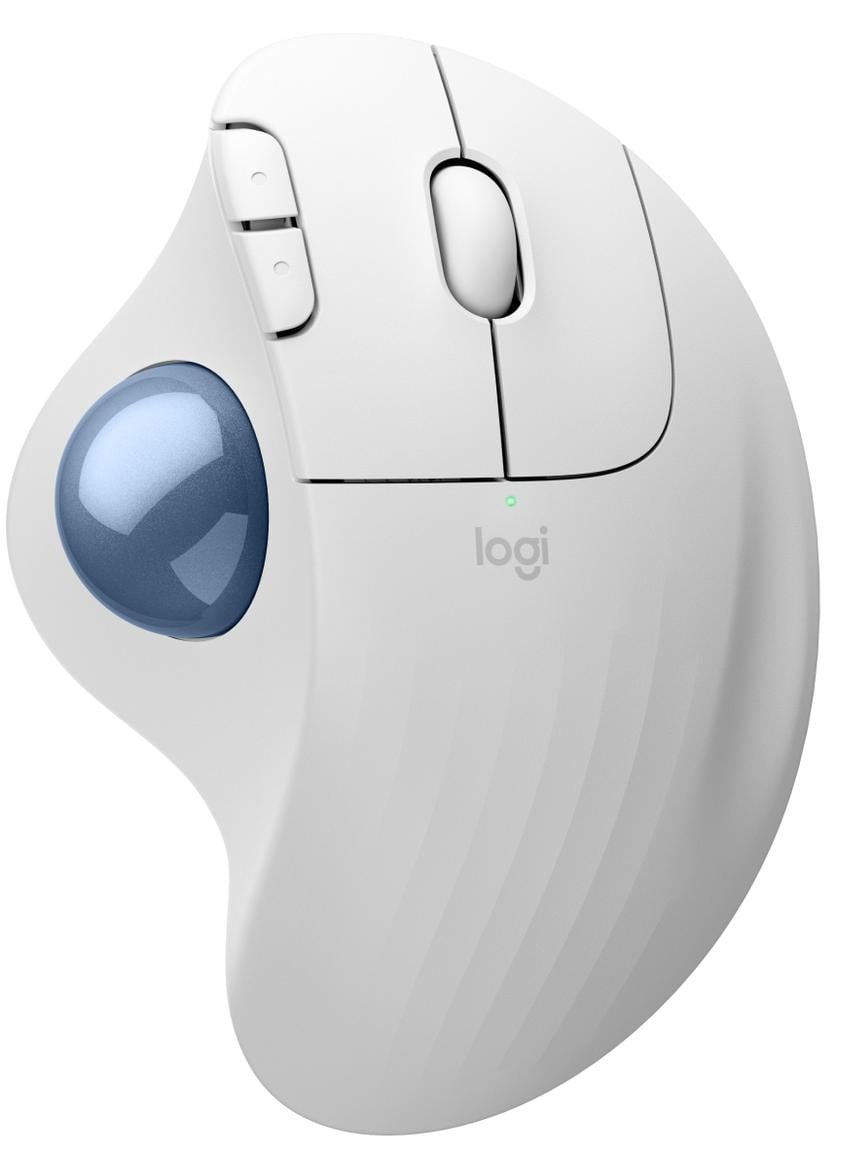 Logitech Ergo M575S Wireless Trackball Mouse Bluetooth White Blue