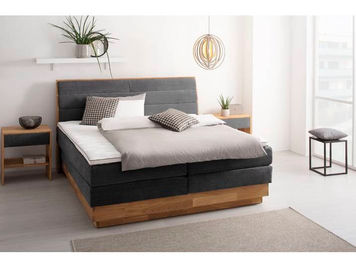 Boxspringbett, Polyester, Grau Ferro, 204×216 cm, Mit LED-Beleuchtung, 7-Zonen-Taschenfederkern, OTTO Products