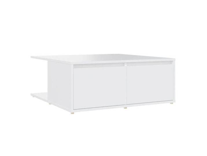 furnicato Couchtisch Schlichter 80 x 80 x 31 cm Weiß (1-St), Beistelltisch mit integrierten Staufächern und Schubladen für Wohnraum