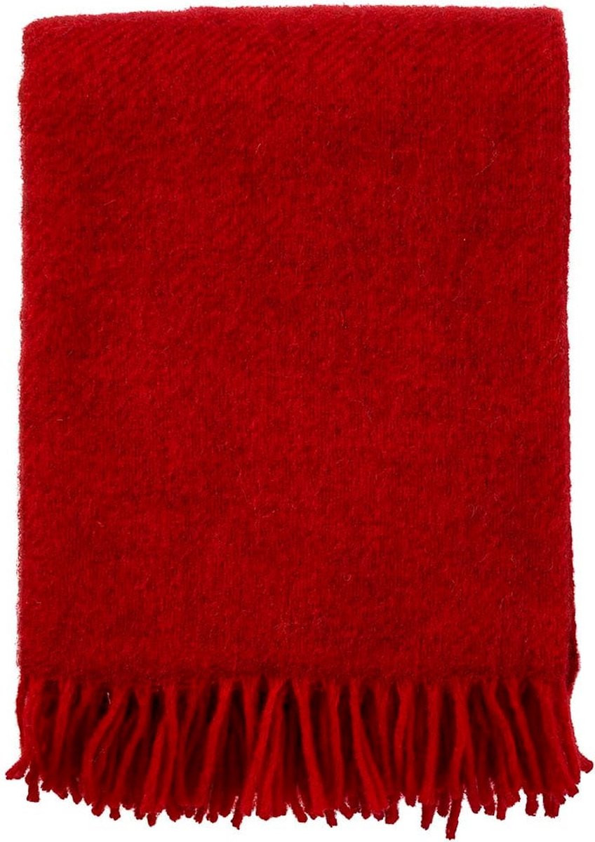 Klippan Gotland Plaid Deken - Rood - 100% Gotland wol - 130 x 200 cm