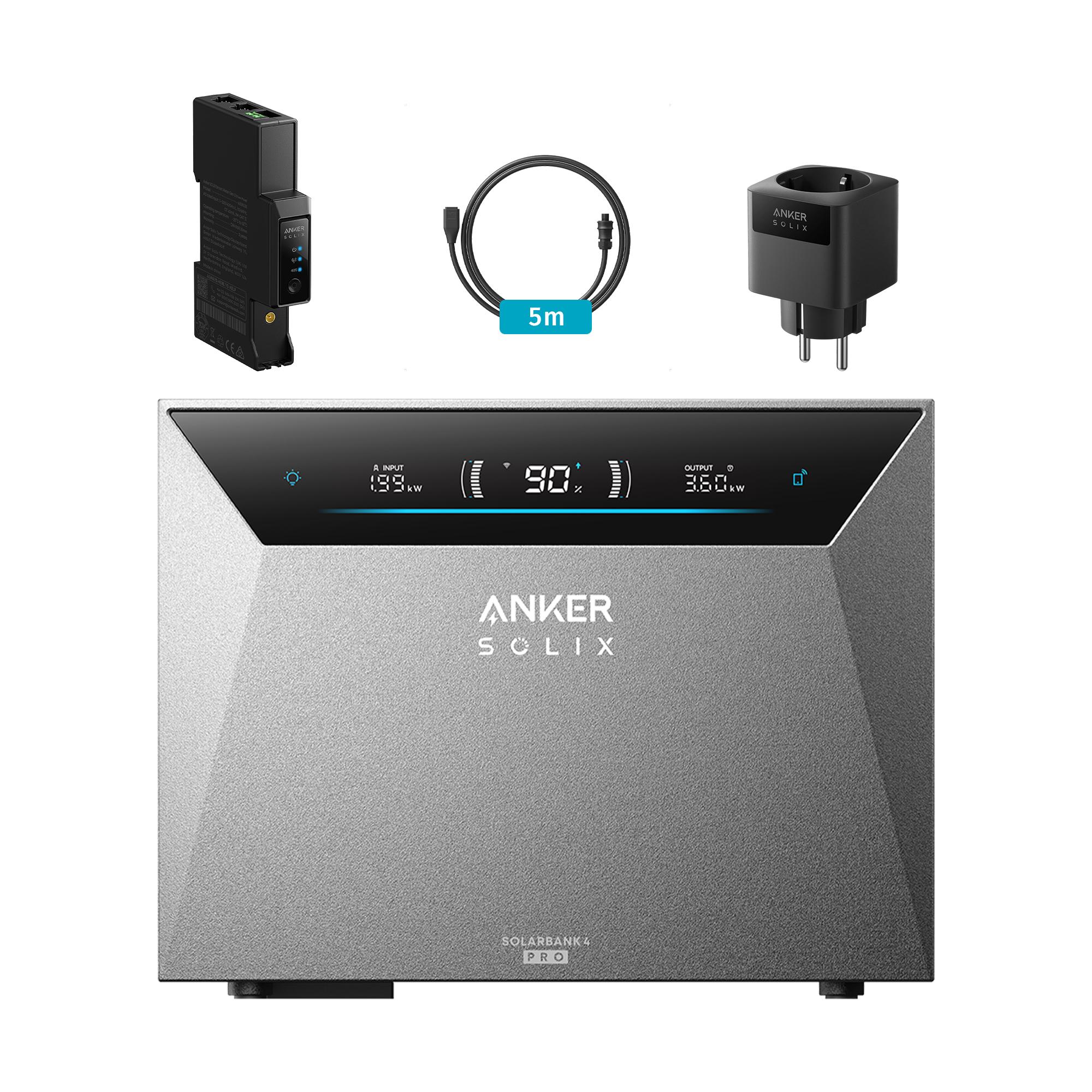 Anker SOLIX Solarbank 4 E5000 Pro mit Smart Meter Gen 2,5000w Solareingang,2500w Power,10000 Ladezyklen