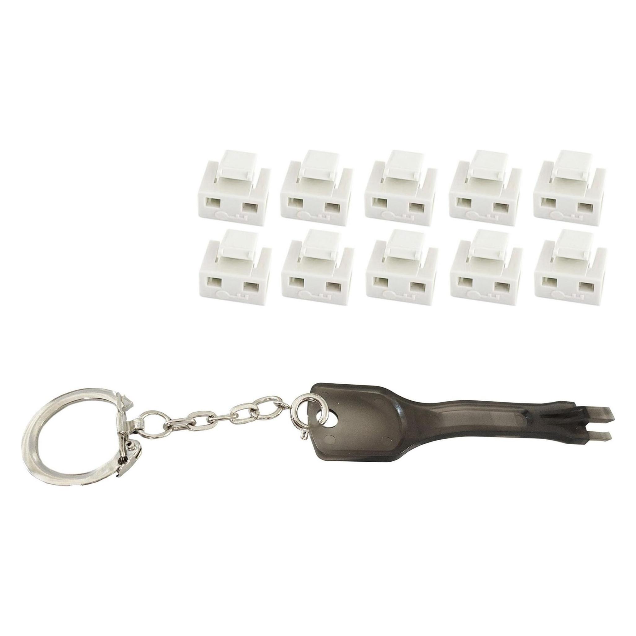 Shiverpeaks -BASIC-S--Netzwerk RJ45-Port Blocker mit Schlüssel (1x Schlüssel, 10x Schlösser), weiss (BS08-01036)