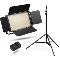 Wiltec Walimex pro LED Niova 900 Plus BC+ WT-806 + NP-F (Flächenleuchte, Videoleuchte), Dauerlicht, Weiss, Silber, Schwarz