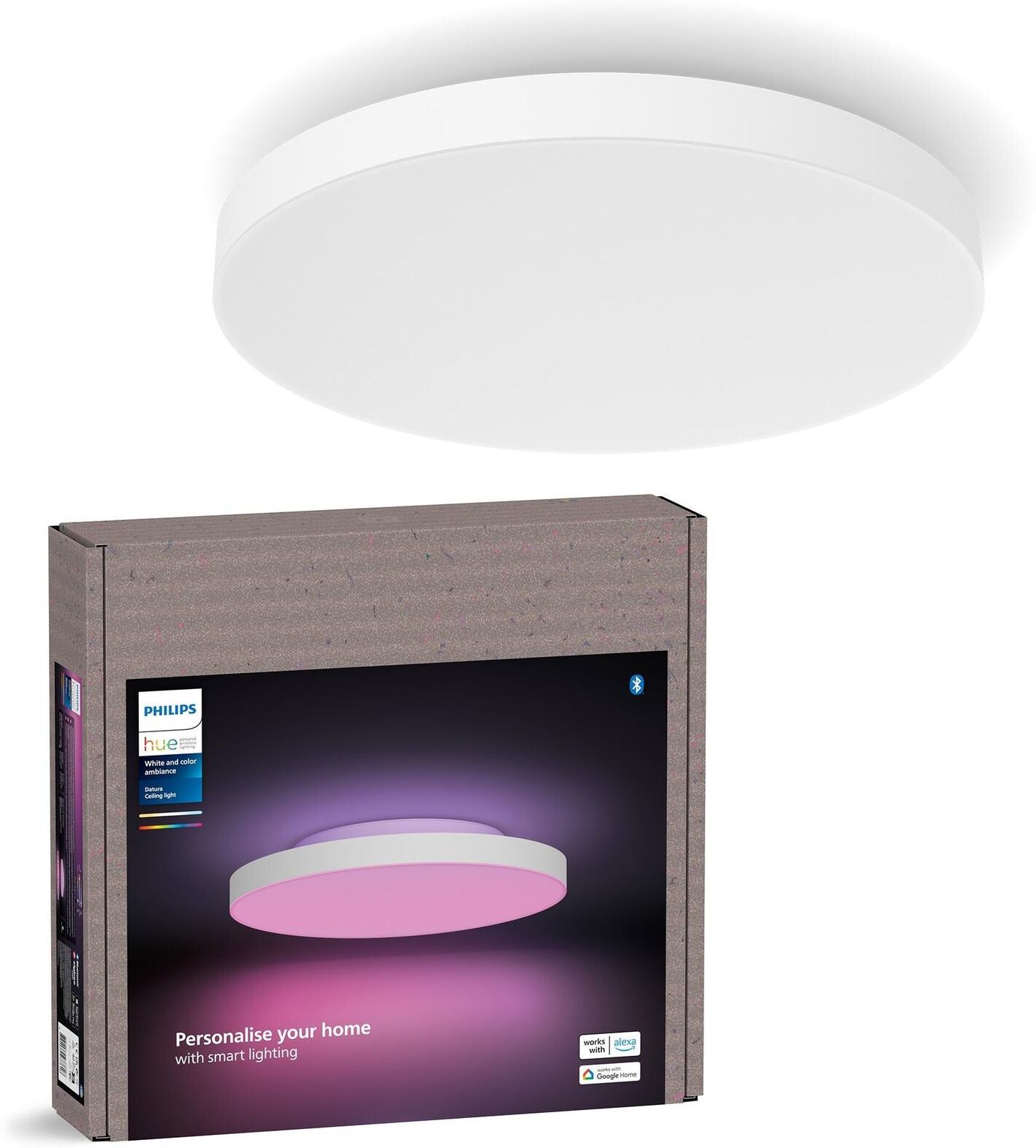 Philips HUE Deckenleuchte "Deckenleuchte White & Color Ambiance Datura Ø 384 mm", weiss (weiß), Ø 38,4cm H: 6,3cm, Leuchten, Deckenleuchte weiß Ø 38,4cm H: 6,3cm