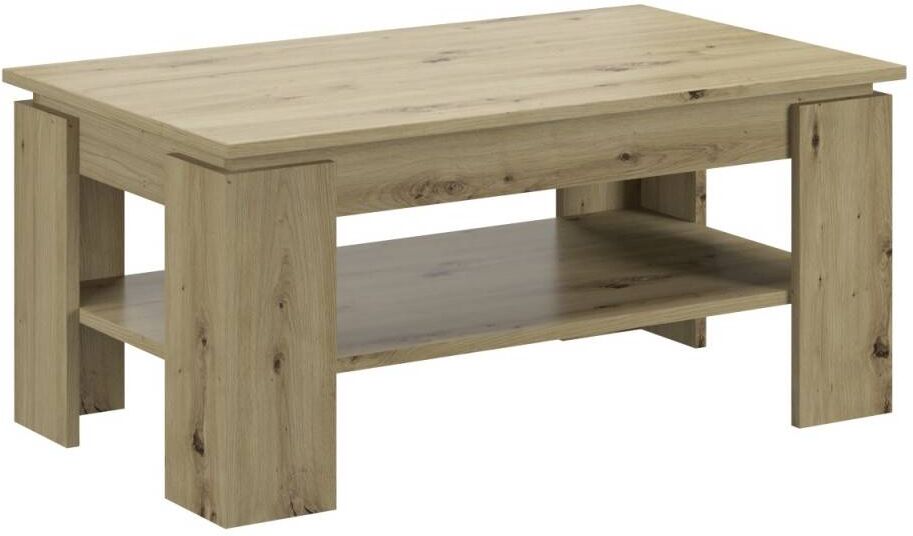 Pharao24.de Sofatisch Wohnzimmer Tisch mit Ablagefläche Eichefarben