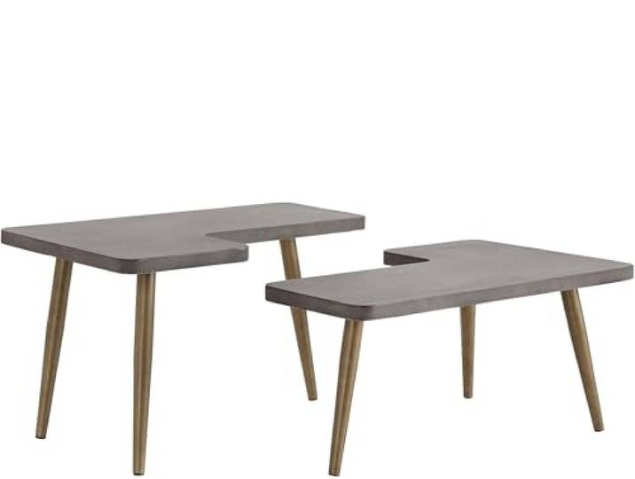 Loupe Couchtisch-Set aus gebürstetem Messing/Beton
