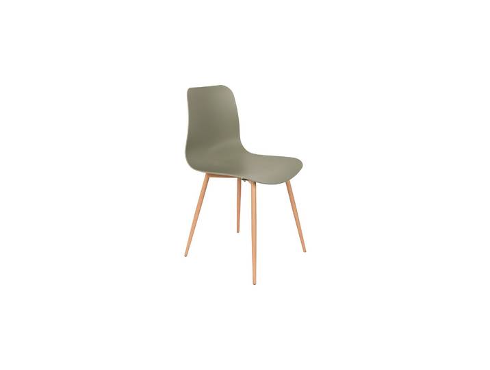 Chaise en PVC et synthétique verte, pieds en fer, dossier ergonom