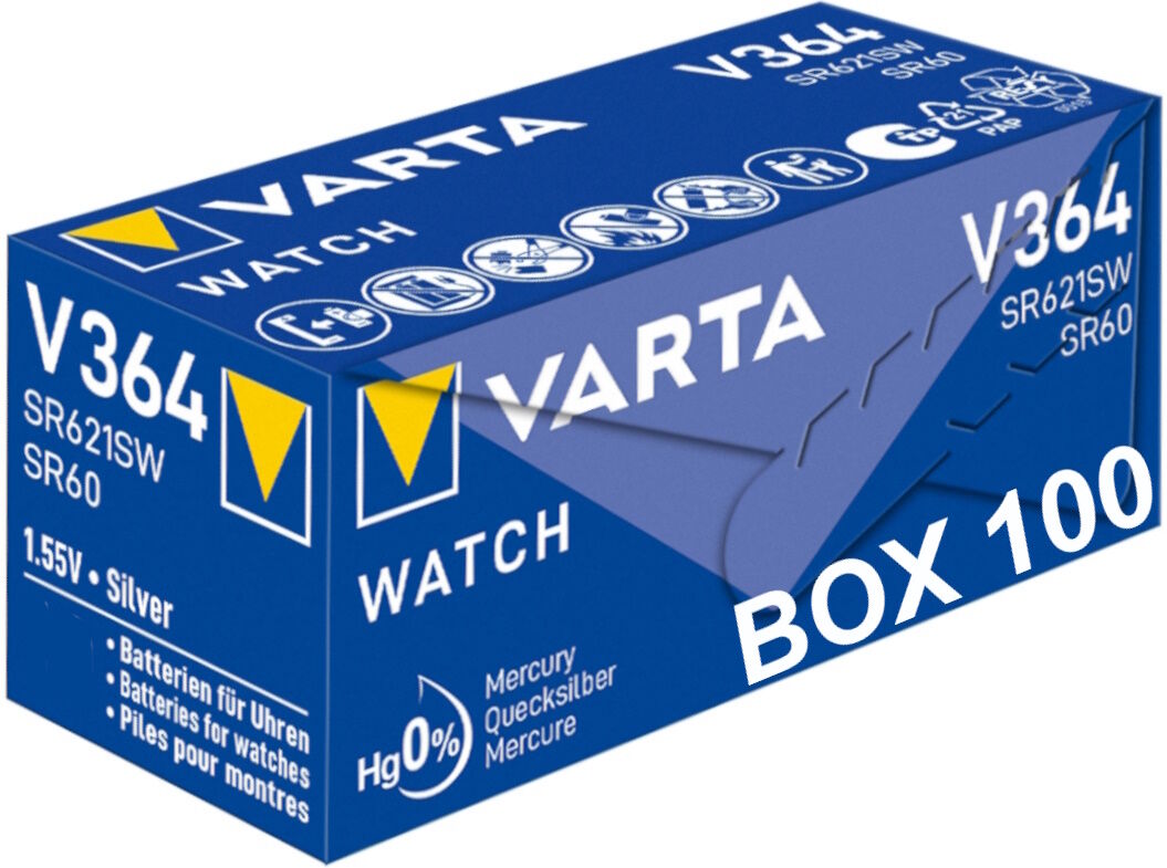 Wholesale Watch Batteries 364 Varta SR621SW Box of 100