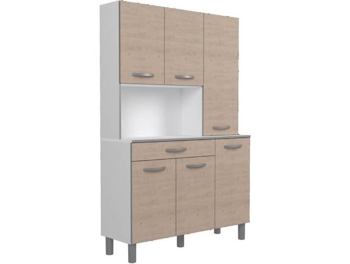 OSLO Buffet de 120 cm - 1 Tiroir et 6 Portes - L 120 x P 40 x H 185 cm - Coloris Chêne