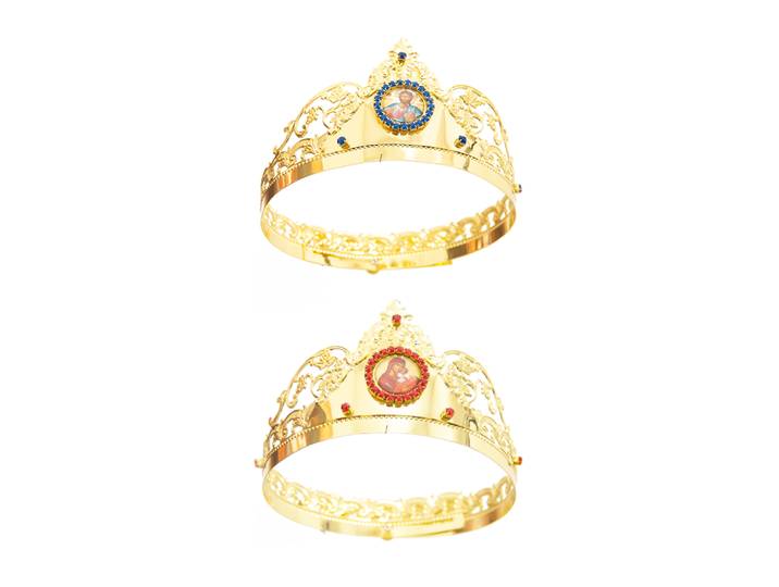 HTISOK couronne d'église orthodoxe avec croix jésus et marie photo couronne de sainte famille Religion des enfants rituel cadeau prière ensemble de mariage