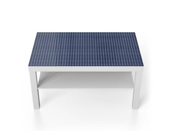 DEQORI Glastisch weiß groß 90x50 cm Motiv Blauer Rhythmus ausgefallener Beistelltisch aus Glas Hochglanz Couchtisch fürs Wohnzimmer moderner Couch Tisch mit Design