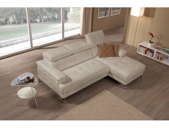 Ecksofa EGOITALIANO Soul, Design und Sitzkomfort auf hohem Niveau, tolle Details, L-Form , grau (opal grau), B:250cm H:99cm T:166cm, Luxus-Micofaser Lederoptik (100% Polyester) ist ein neues technisches Gewebe mit einem visuellen und taktilen Aspekt, der dem Nubuk sehr nahe kommt, mit innovativen Eigenschaften. Seine außerordentliche Weichheit kommt von einem exklusiven Produktionsprozess, der Unreinheiten und Unregelmäßigkeiten beseitigt. Das Ergebnis ist eine bemerkenswert samtige Faser, die durch das Vorhandensein von Körnern verstärkt wird. Von der einfarbigen Eleganz der warmen Farben und der Vielfalt an trendigen Farben, die es zu seiner eigenen Stärke und Persönlichkeit machen., Sofas, Ecksofa, mit Recamiere, inkl. Kopfteilverstellung