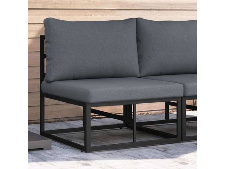 Mobilier de jardin avec coussin avec oreiller Noir Aluminium-Mothinessto11013