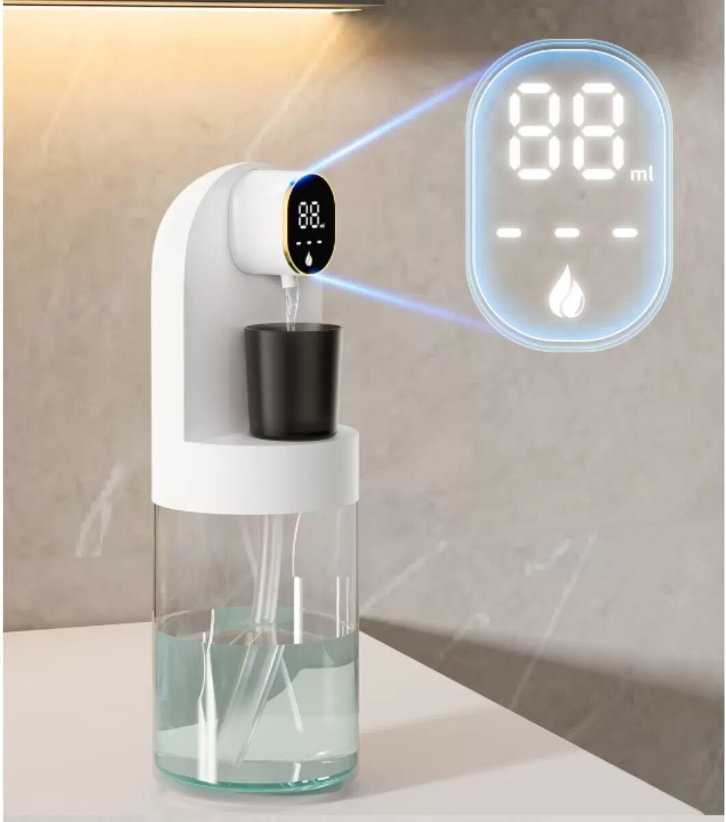 INF Wandmontierter intelligenter automatischer Mundspülspender – berührungslos mit magnetischer Saugzufuhr, LED-Anzeige, Weiß