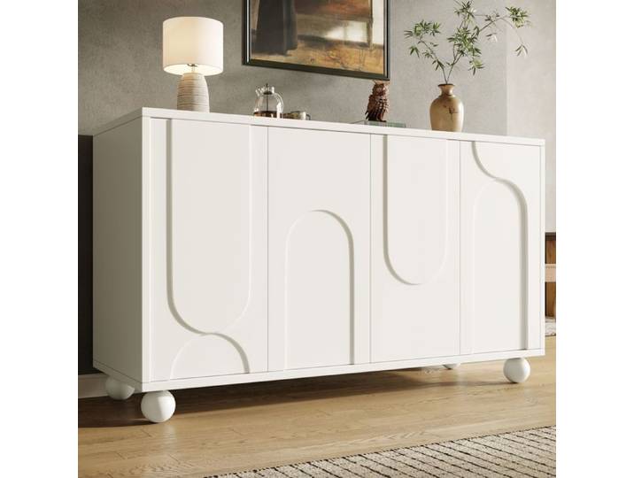 Buffet bas - SOGEU - 120x40x70 - Blanc - Rangement généreux - Étagère réglable