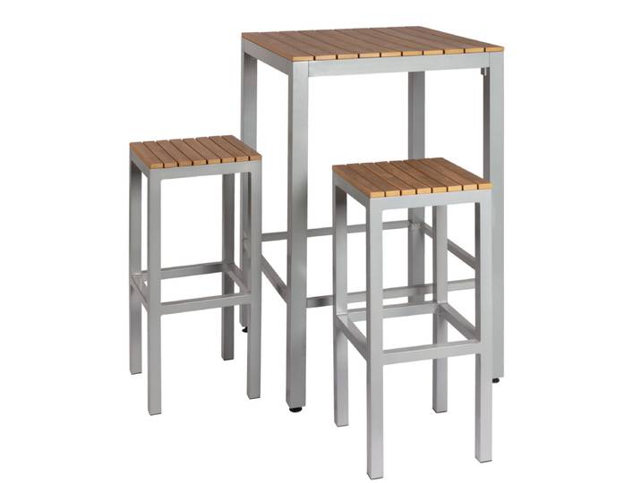 PULSIVA Outdoor-Sitzgruppe Stehtisch mit Hocker Resistance wetterfest 3-tlg. grau/braun