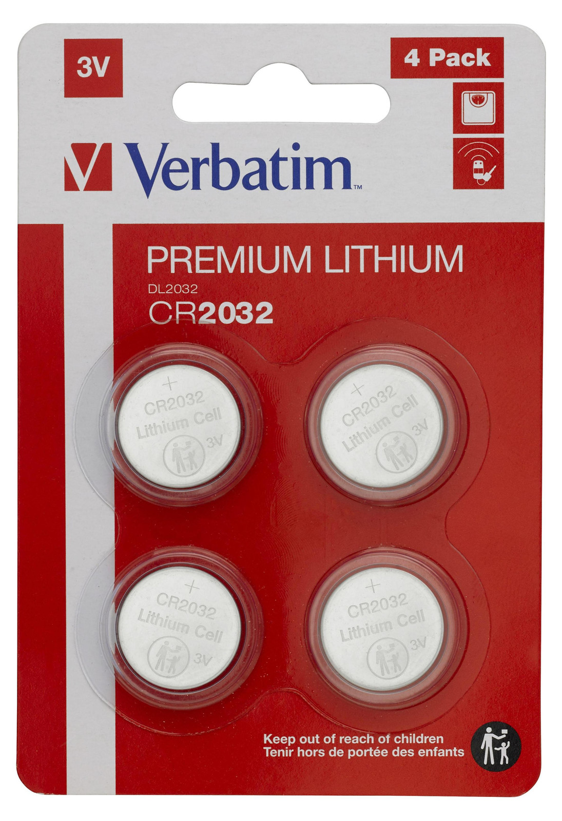Verbatim CR 2032 Lithium Batterij 1x4 stuks