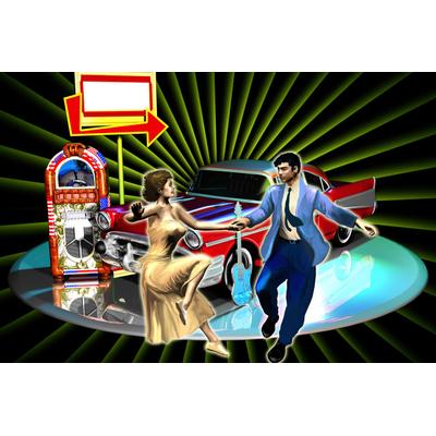 Fototapete PAPERMOON "Mann und Frau tanzen vor Auto", bunt, B:2m L:1,49m, Vlies, Tapeten