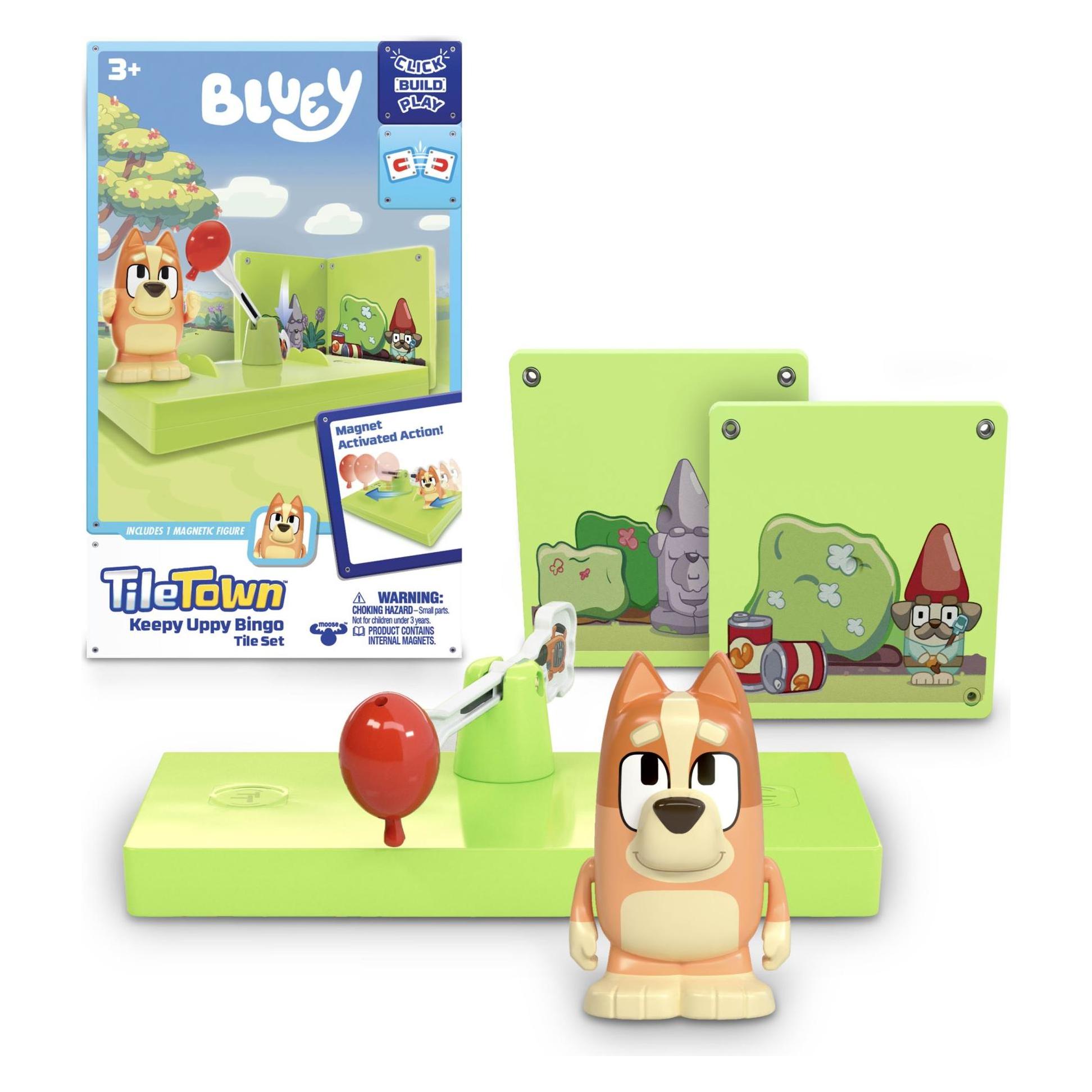 Bluey Tile Town -Bluey Magnetiske Mini Legesaet - Keepy Uppy Bingo Tile Set (90339)