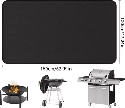 Inspire Curations Fireproof BBQ Floor Protection Mat Heat Resistant Outdoor Grill Pad 160x120cm