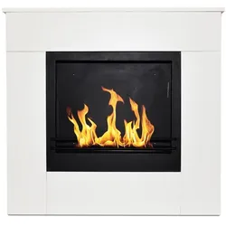 Divina Fire Bodenstehender Bioethanol-Kamin aus weißem Holz, hergestellt in Italien, Michelangelo, 96 x 36 x 90 h