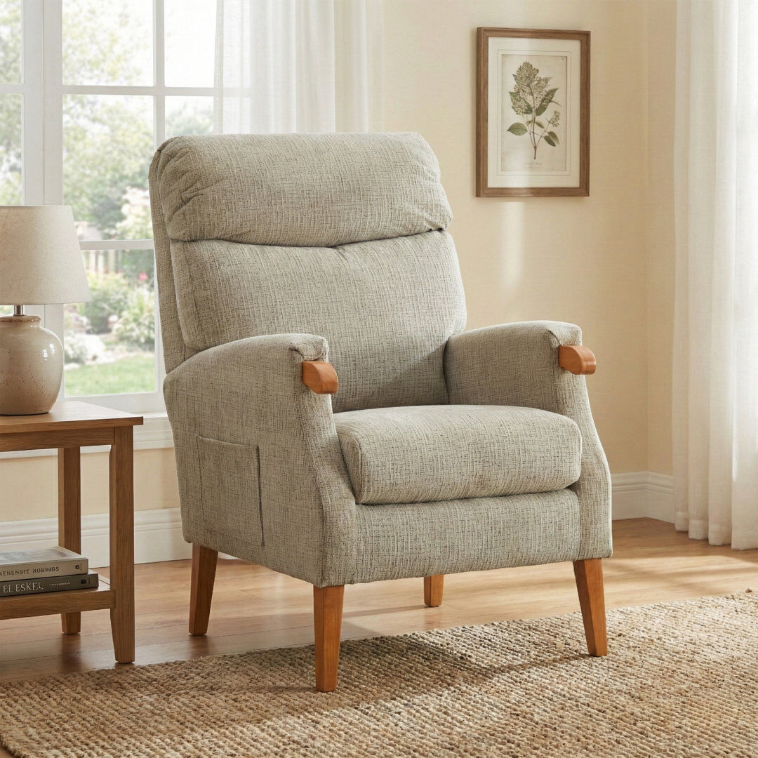 Fjørde & Co Upholstered Side Chair Beige Polyester Blend 109cm H X 70cm W X 82cm D
